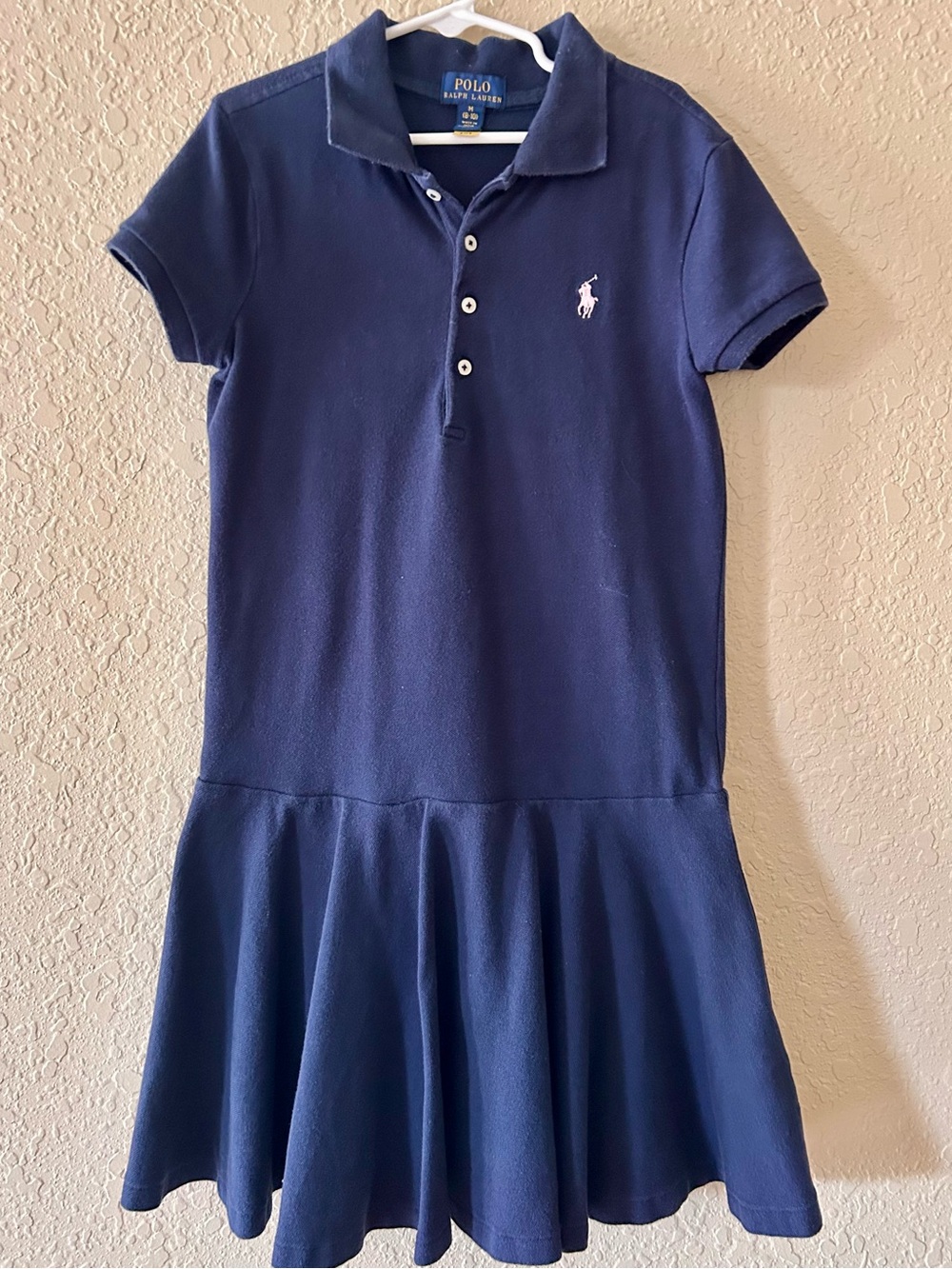 Polo Ralph Lauren Navy Big Girls Short-Sleeve Mesh Dropwaist Polo Dress (8-10)